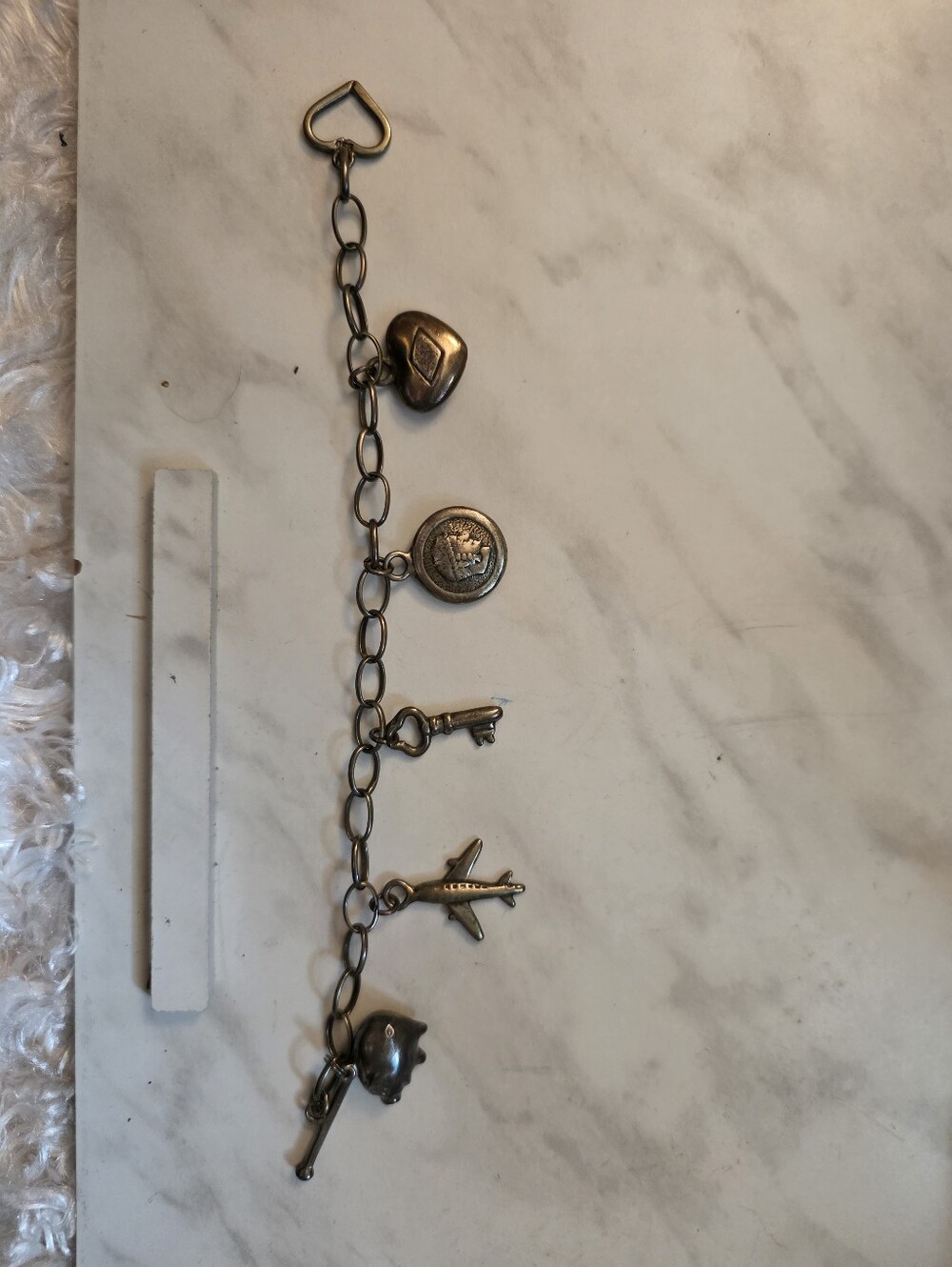 Silver-tone Travel Charm Bracelet with Airplane & Key Charms
